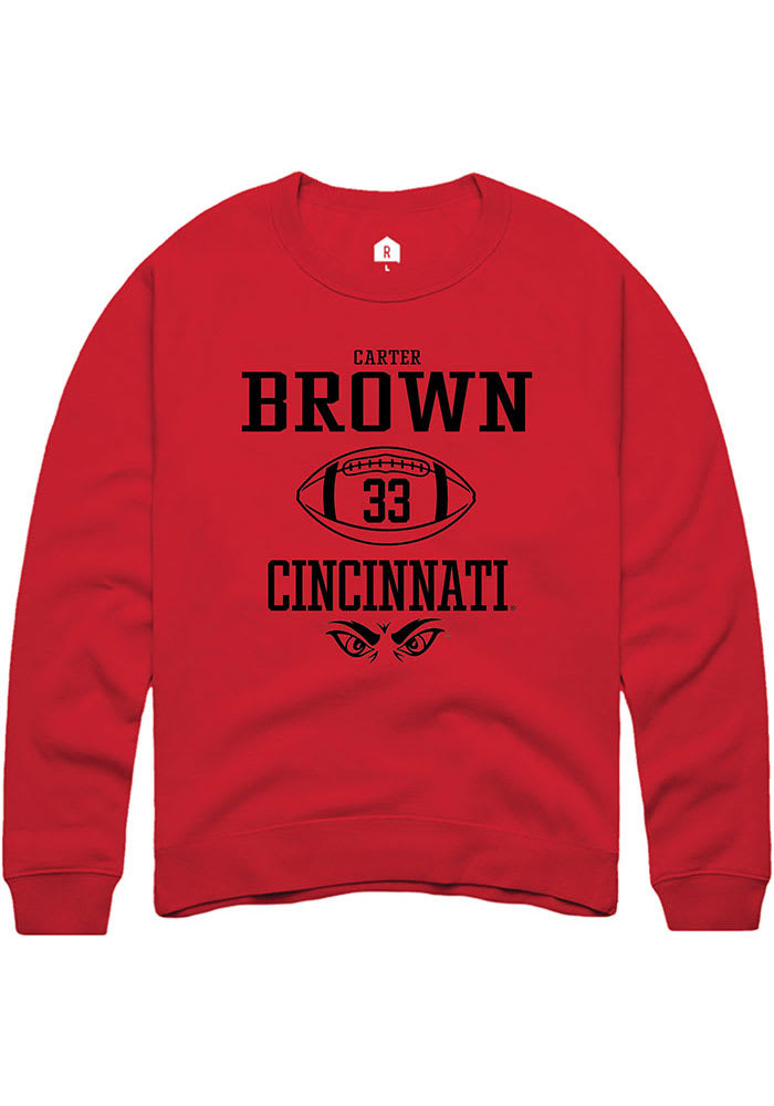 Carter Brown Rally Cincinnati Bearcats Mens Red NIL Sport Icon Long Sleeve Crew Sweatshirt