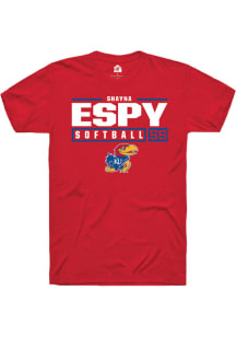 Shayna Espy  Kansas Jayhawks Red Rally NIL Stacked Box Short Sleeve T Shirt