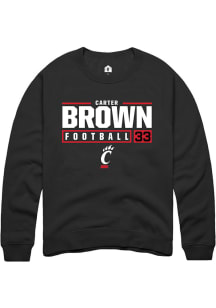 Carter Brown  Rally Cincinnati Bearcats Mens Black NIL Stacked Box Long Sleeve Crew Sweatshirt