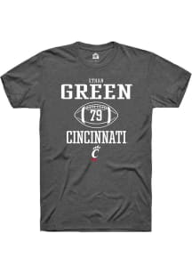 Ethan Green  Cincinnati Bearcats Dark Grey Rally NIL Sport Icon Short Sleeve T Shirt