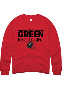 Ethan Green  Rally Cincinnati Bearcats Mens Red NIL Stacked Box Long Sleeve Crew Sweatshirt