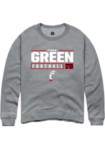 Ethan Green  Rally Cincinnati Bearcats Mens Graphite NIL Stacked Box Long Sleeve Crew Sweatshirt