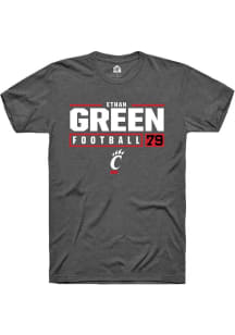 Ethan Green  Cincinnati Bearcats Dark Grey Rally NIL Stacked Box Short Sleeve T Shirt