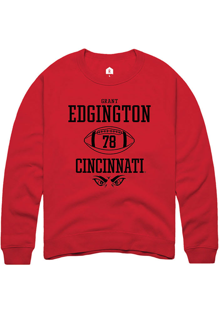 Grant Edgington Rally Cincinnati Bearcats Mens Red NIL Sport Icon Long Sleeve Crew Sweatshirt