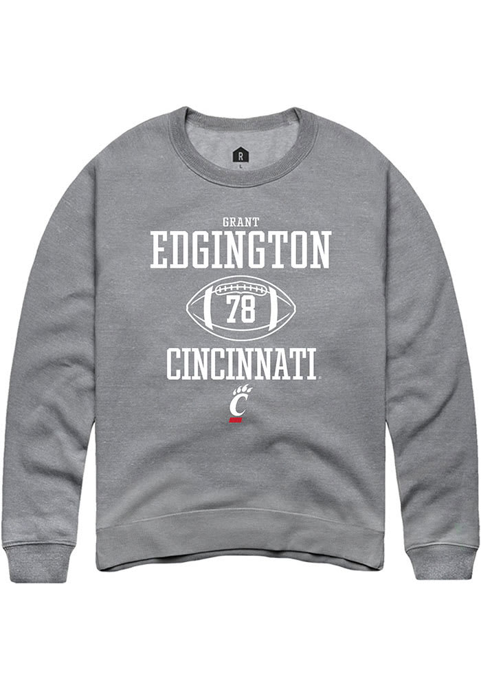 Grant Edgington Rally Cincinnati Bearcats Mens Grey NIL Sport Icon Long Sleeve Crew Sweatshirt