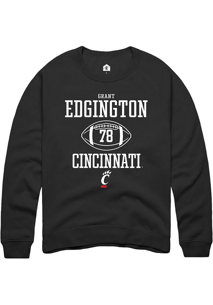 Grant Edgington Rally Cincinnati Bearcats Mens Black NIL Sport Icon Long Sleeve Crew Sweatshirt