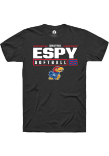 Shayna Espy  Kansas Jayhawks Black Rally NIL Stacked Box Short Sleeve T Shirt