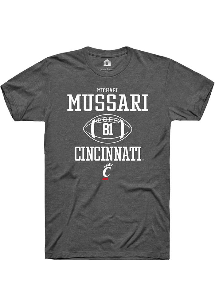 Michael Mussari Cincinnati Bearcats Grey Rally NIL Sport Icon Short Sleeve T Shirt