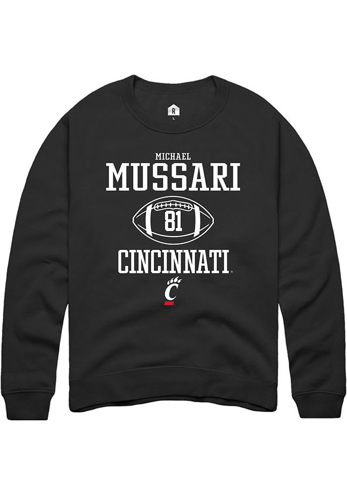 Michael Mussari Rally Cincinnati Bearcats Mens Black NIL Sport Icon Long Sleeve Crew Sweatshirt