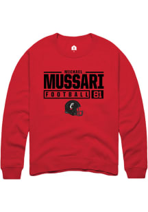 Michael Mussari  Rally Cincinnati Bearcats Mens Red NIL Stacked Box Long Sleeve Crew Sweatshirt