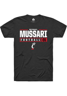 Michael Mussari  Cincinnati Bearcats Black Rally NIL Stacked Box Short Sleeve T Shirt