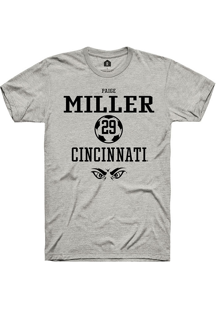 Paige Miller Cincinnati Bearcats Grey Rally NIL Sport Icon Short Sleeve T Shirt