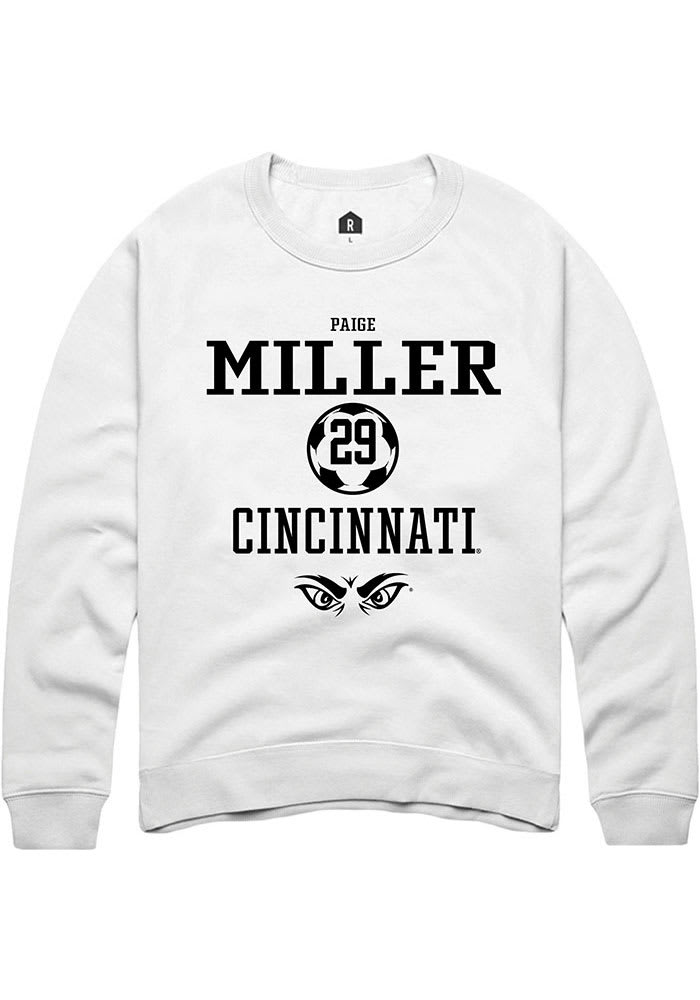 Paige Miller Rally Cincinnati Bearcats Mens White NIL Sport Icon Long Sleeve Crew Sweatshirt