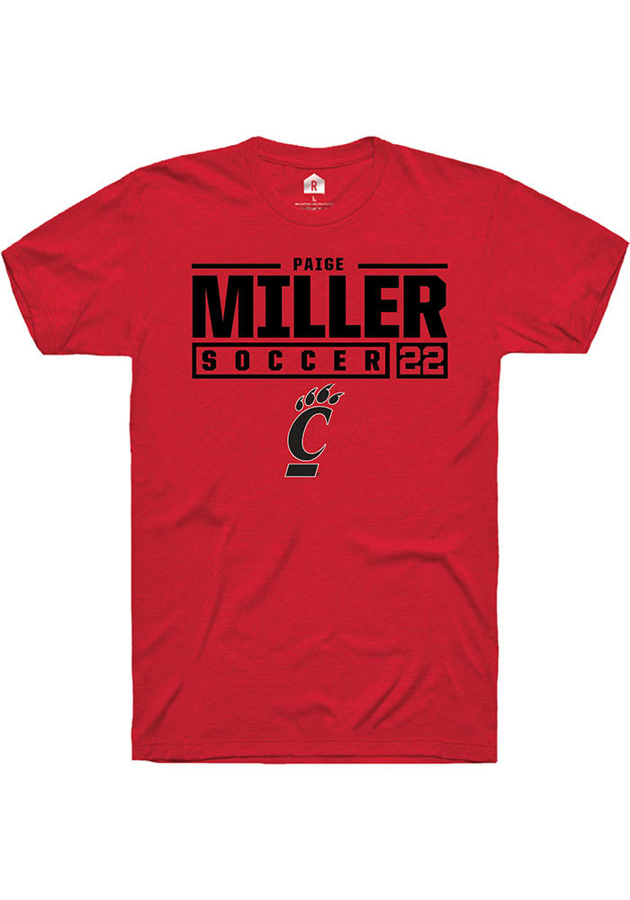 Paige Miller Cincinnati Bearcats Red Rally NIL Stacked Box Short Sleeve T Shirt