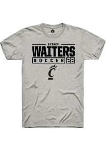 Sydney Waiters Ash Cincinnati Bearcats NIL Stacked Box Short Sleeve T Shirt