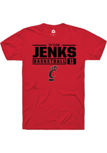 Ta'Ziah Jenks  Cincinnati Bearcats Red Rally NIL Stacked Box Short Sleeve T Shirt
