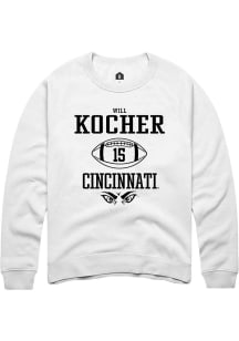 Will Kocher  Rally Cincinnati Bearcats Mens White NIL Sport Icon Long Sleeve Crew Sweatshirt