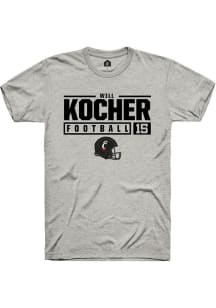 Will Kocher  Cincinnati Bearcats Ash Rally NIL Stacked Box Short Sleeve T Shirt