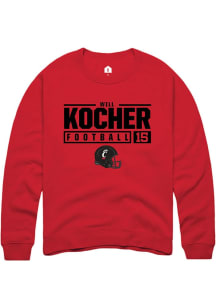 Will Kocher  Rally Cincinnati Bearcats Mens Red NIL Stacked Box Long Sleeve Crew Sweatshirt