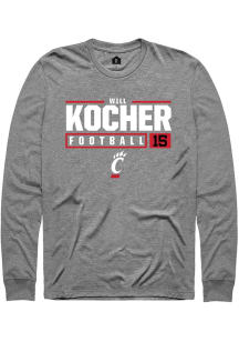 Will Kocher  Cincinnati Bearcats Graphite Rally NIL Stacked Box Long Sleeve T Shirt