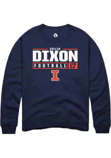 Collin Dixon Rally Mens Navy Blue Illinois Fighting Illini NIL Stacked Box Crew Sweatshirt