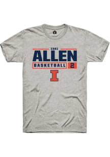 Cori Allen Ash Illinois Fighting Illini NIL Stacked Box Short Sleeve T Shirt