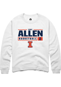 Cori Allen Rally Mens White Illinois Fighting Illini NIL Stacked Box Crew Sweatshirt