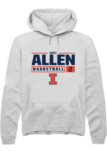 Cori Allen Rally Mens White Illinois Fighting Illini NIL Stacked Box Hooded Sweatshirt