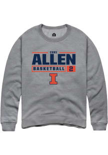 Cori Allen Rally Mens Graphite Illinois Fighting Illini NIL Stacked Box Crew Sweatshirt