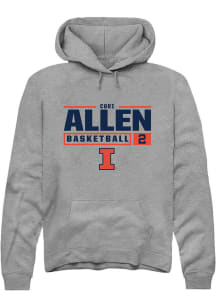 Cori Allen Rally Mens Graphite Illinois Fighting Illini NIL Stacked Box Hooded Sweatshirt