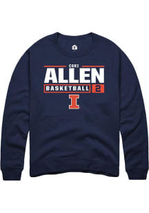 Cori Allen Rally Mens Navy Blue Illinois Fighting Illini NIL Stacked Box Crew Sweatshirt