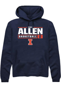 Cori Allen Rally Mens Navy Blue Illinois Fighting Illini NIL Stacked Box Hooded Sweatshirt