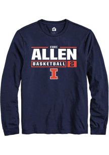 Cori Allen Rally Mens Navy Blue Illinois Fighting Illini NIL Stacked Box Tee