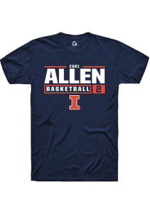 Cori Allen Navy Blue Illinois Fighting Illini NIL Stacked Box Short Sleeve T Shirt