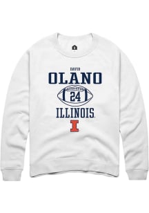 David Olano Rally Mens White Illinois Fighting Illini NIL Sport Icon Crew Sweatshirt