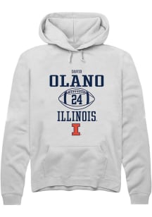 David Olano Rally Mens White Illinois Fighting Illini NIL Sport Icon Hooded Sweatshirt