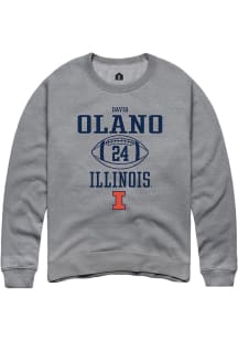 David Olano Rally Mens Graphite Illinois Fighting Illini NIL Sport Icon Crew Sweatshirt