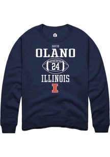 David Olano Rally Mens Navy Blue Illinois Fighting Illini NIL Sport Icon Crew Sweatshirt