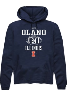 David Olano Rally Mens Navy Blue Illinois Fighting Illini NIL Sport Icon Hooded Sweatshirt