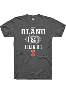 David Olano Dark Grey Illinois Fighting Illini NIL Sport Icon Short Sleeve T Shirt
