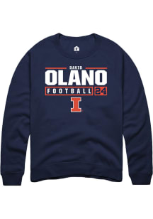 David Olano Rally Mens Navy Blue Illinois Fighting Illini NIL Stacked Box Crew Sweatshirt