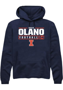 David Olano Rally Mens Navy Blue Illinois Fighting Illini NIL Stacked Box Hooded Sweatshirt