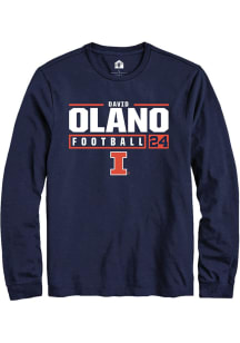David Olano Rally Mens Navy Blue Illinois Fighting Illini NIL Stacked Box Tee