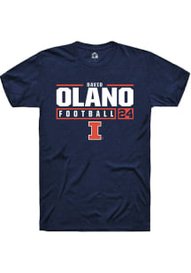 David Olano Navy Blue Illinois Fighting Illini NIL Stacked Box Short Sleeve T Shirt