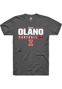 David Olano Dark Grey Illinois Fighting Illini NIL Stacked Box Short Sleeve T Shirt