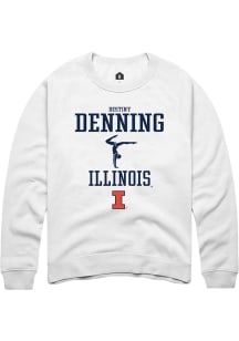 Destiny Denning Rally Mens White Illinois Fighting Illini NIL Sport Icon Crew Sweatshirt