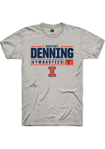 Destiny Denning Ash Illinois Fighting Illini NIL Stacked Box Short Sleeve T Shirt