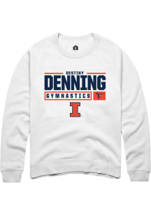 Destiny Denning Rally Mens White Illinois Fighting Illini NIL Stacked Box Crew Sweatshirt