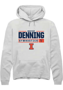 Destiny Denning Rally Mens White Illinois Fighting Illini NIL Stacked Box Hooded Sweatshirt