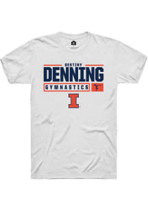 Destiny Denning White Illinois Fighting Illini NIL Stacked Box Short Sleeve T Shirt